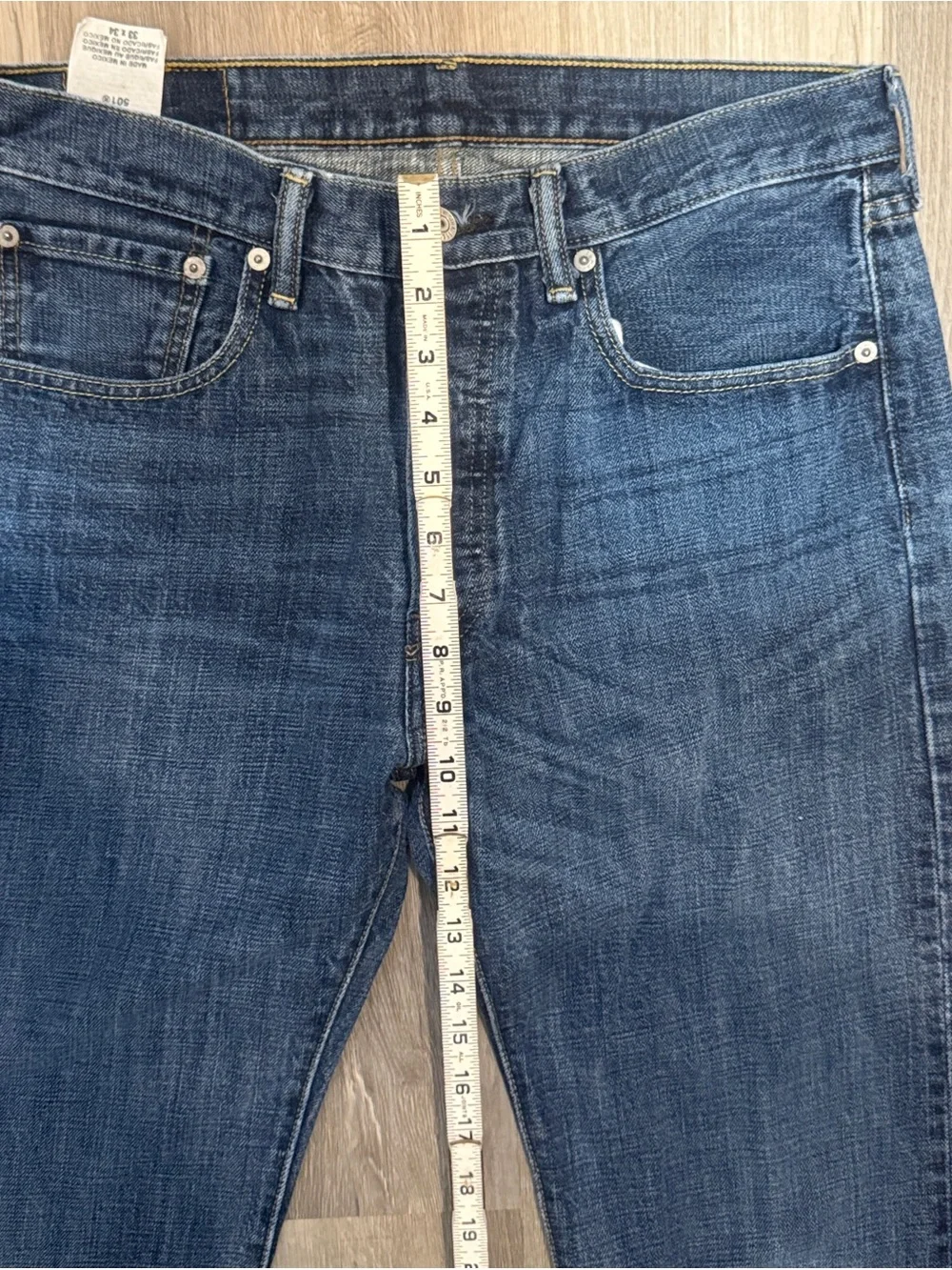 Levi's 501 Men's Dark Blue Button Fly Straight-Leg Denim Jeans Y2K 33x34